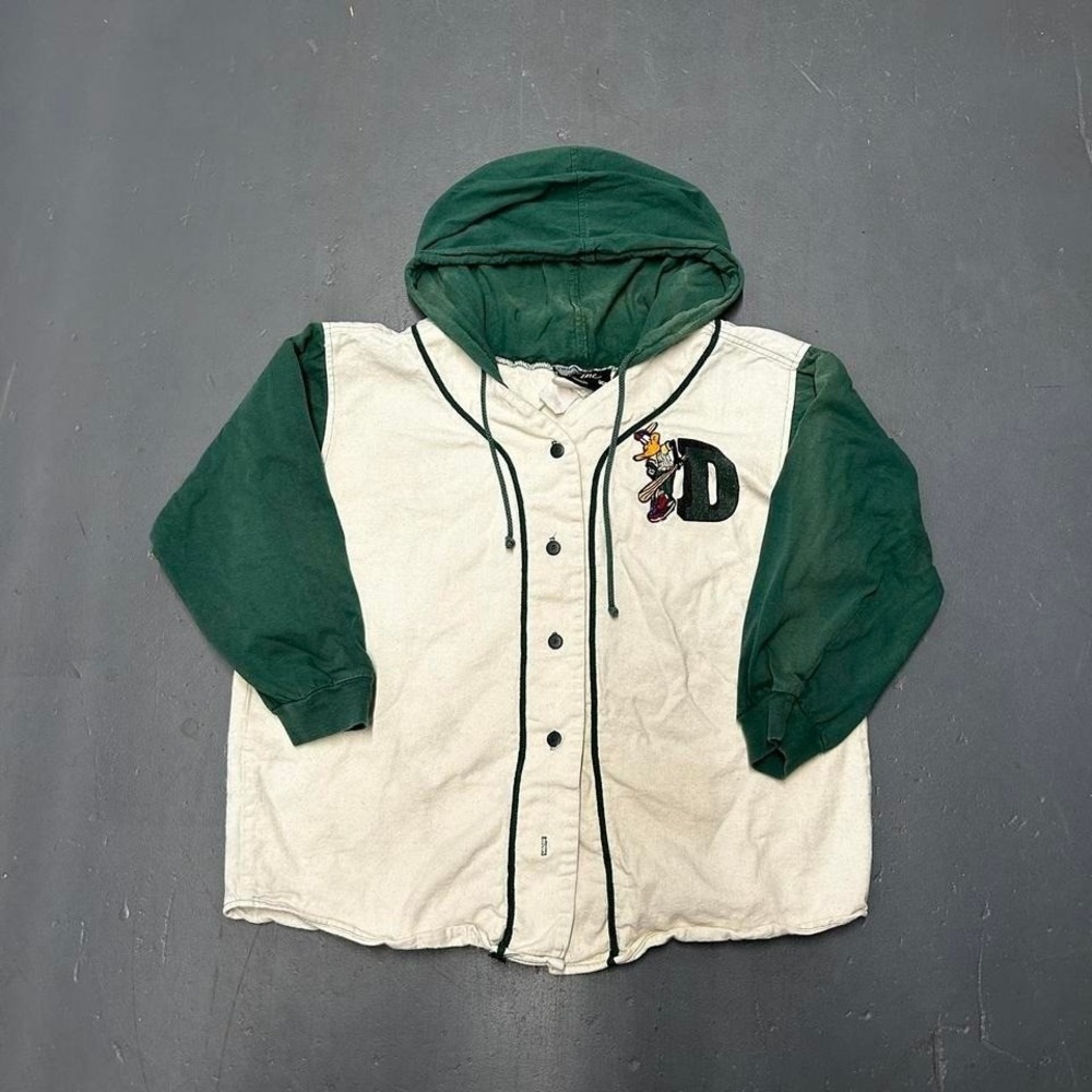 Vintage 90s Looney tunes Daffy Duck white and green 3/4 sleeve baseball jersey
